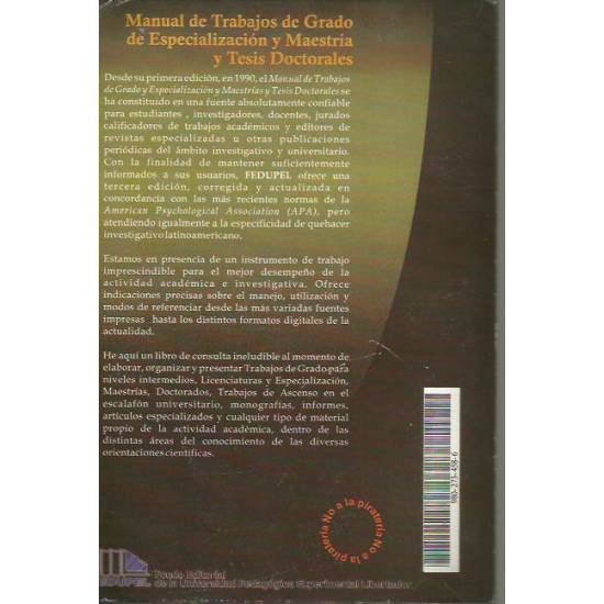 Manual de trabajos de grado de especializacion y maestria y tesis doctorales