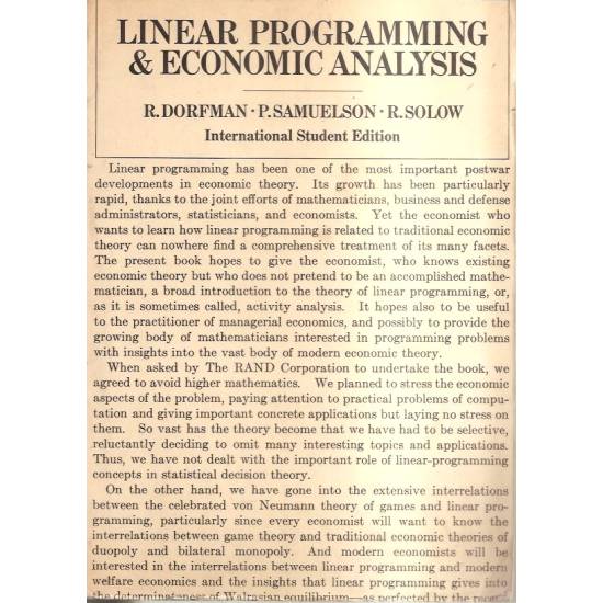 Linear programming and economic analysis