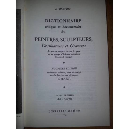 Dictionnaire des peintres sculpteurs dessinateurs et graveurs 10 tomos