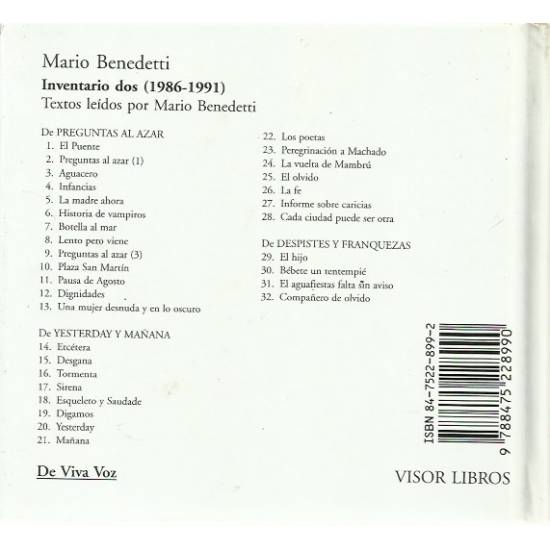 Inventario Dos con CD (1986-1991) Benedetti