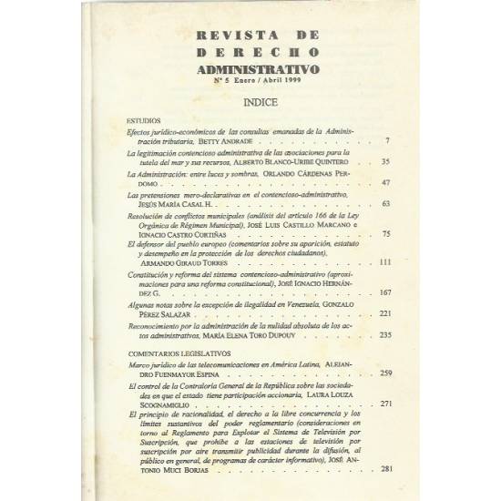 Revista de Derecho Administrativo n. 5 1999