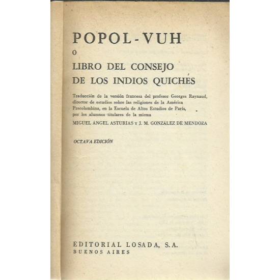 Popol Vuh Libro del consejo de los indios quichés