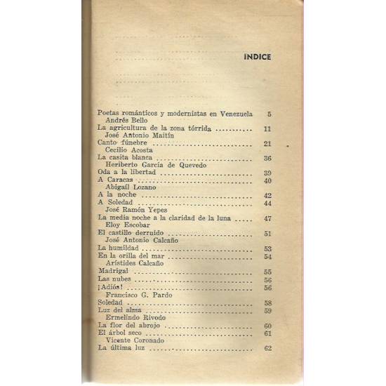 Poesía de Venezuela Románticos y Modernistas