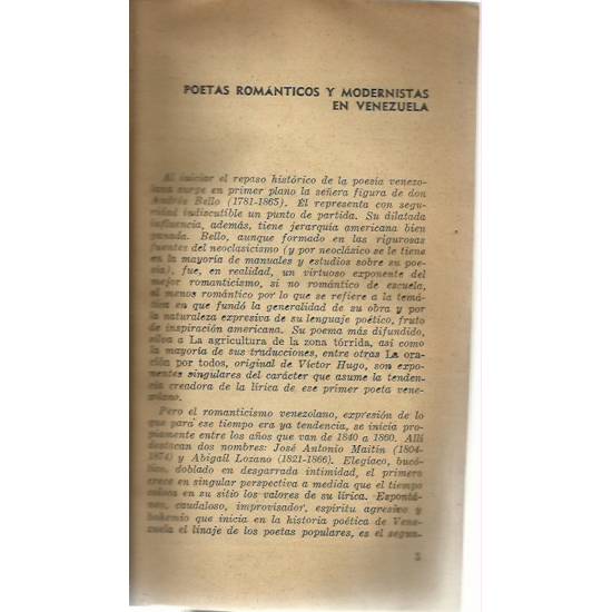 Poesía de Venezuela Románticos y Modernistas