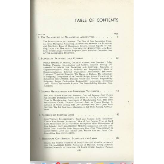 Cost accounting Analysis and Control