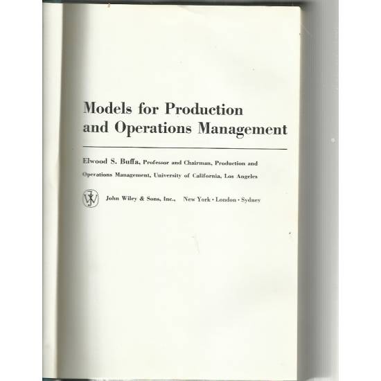 Models for production and operations management