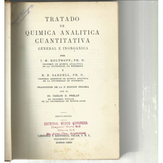 Tratado de química analítica cuantitativa generla e inorgánica