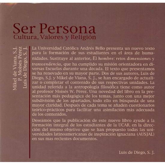 Ser persona. Cultura, valores y religion