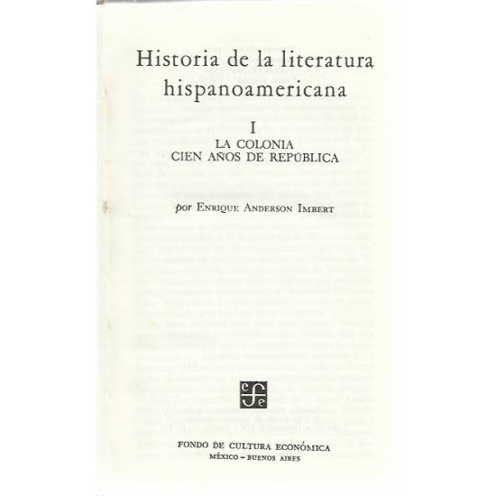 Historia de la literatura hispanoamericana E Anderson
